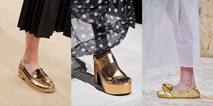 pantofi trendy pentru femei - pantofi din aur