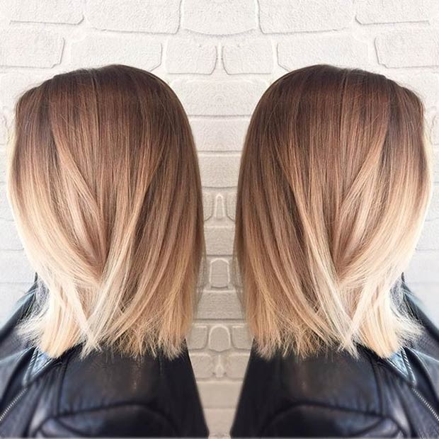 taietura cu bob lung STRAIGHT BOB + BLONDE BALAYAGE